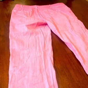 Authentic 120% Lino pink color capri pants , bought in Milan, sissy 46. Must!